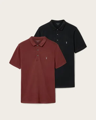 Allsaints Reform Short Sleeve Polo Shirts 2 Pack In Multi