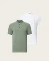 Allsaints Reform Short Sleeve Polo Shirts 2 Pack In Optic White/green