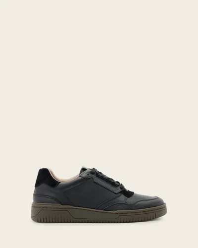 Allsaints Regan Leather Low Top Sneakers In Black