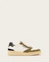 Allsaints Leather Regan Sneakers In White/green/black