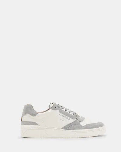 Allsaints Regan Leather Low Top Trainers In White/grey