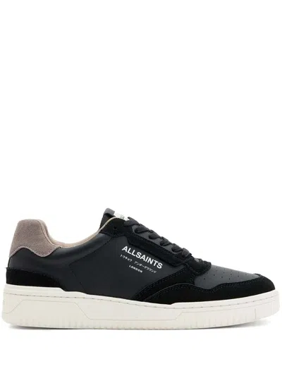 Allsaints Regan Leather Low Top Logo Sneakers In Black