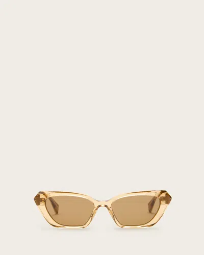 Allsaints Rei Cat Eye Sunglasses In Crystal Cognac