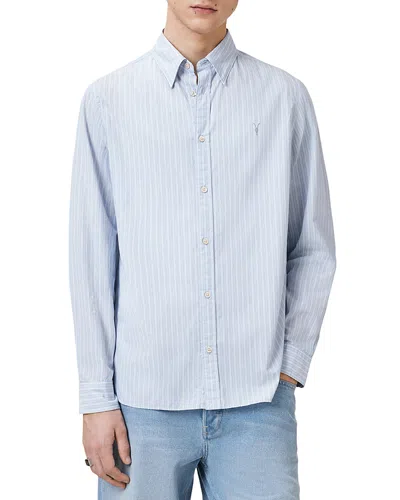 Allsaints Relaxed Fit Button Front Shirt In Willow Blue