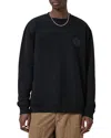 Allsaints Mens Jet Black Waved Crewneck Logo-print Cotton Sweatshirt Xs In Black
