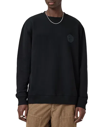 Allsaints Relaxed Fit Waved Crewneck Sweatshirt In Black