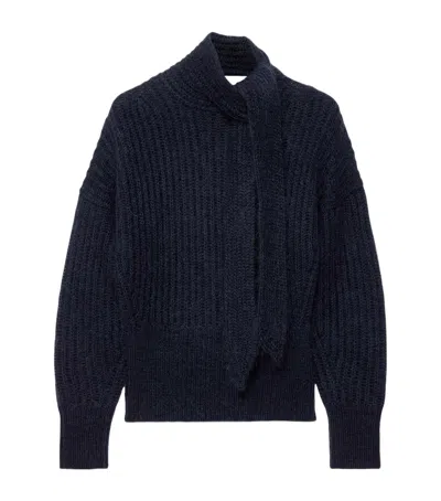 Allsaints Relaxed Tie-detail Etty Sweater In Blue