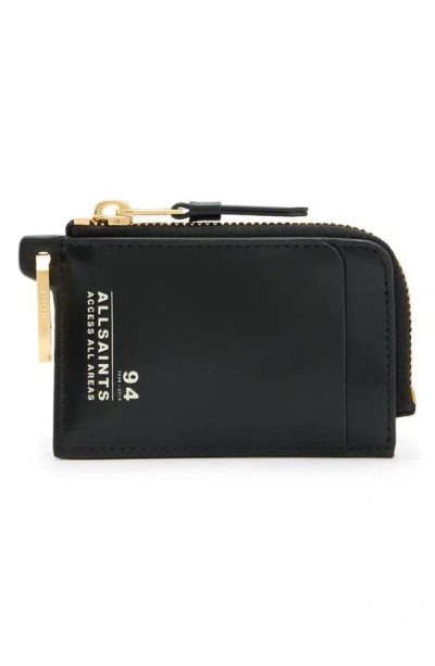 Allsaints Remy Access All Areas Leather Wallet In Black/brass
