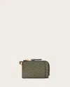 Allsaints Remy Leather Snake Wallet In Military Green