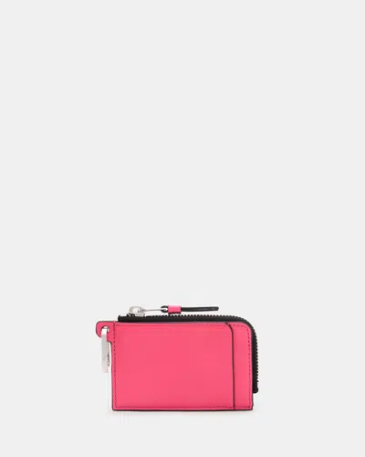 Allsaints Remy Leather Wallet In Hot Pink