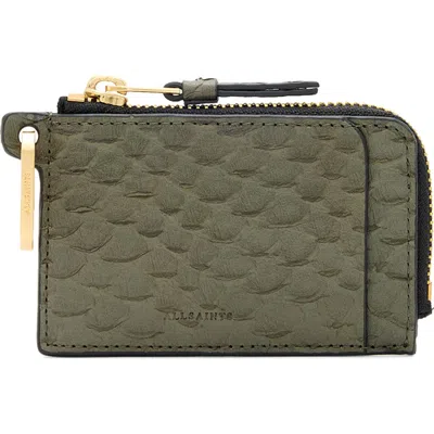 Allsaints Remy Leather Wallet In Military Green