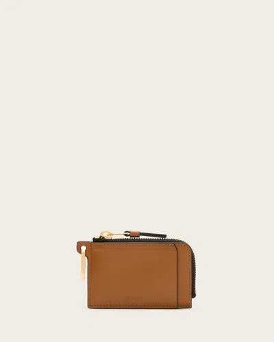 Allsaints Remy Leather Wallet In Gray