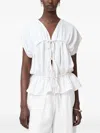 Allsaints Remy Tie-front Ruffled Top In White