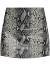 Allsaints Renai Crop Snakeskin Embossed Leather Shirt In Neutrals