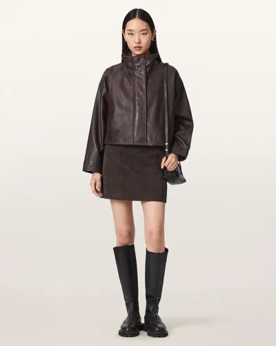 Allsaints Renai Suede Mini Skirt In Brown