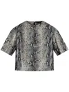 Allsaints Renai Foil Snake Print Suede T-shirt In Grey
