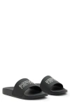 Allsaints Underground Logo Slip On Slides In Black