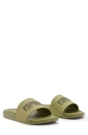 Allsaints Underground Logo Slip On Slides In Khaki