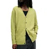 Allsaints Renn Regular Fit V Neck Wool Cardigan In Acid Green