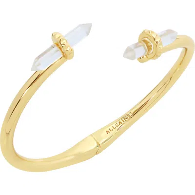 Allsaints Resin Crystal Cuff Bracelet In Gold