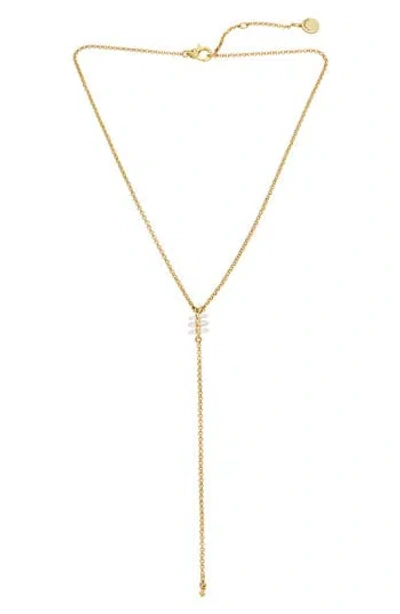 Allsaints Resin Crystal Y-necklace In Gold