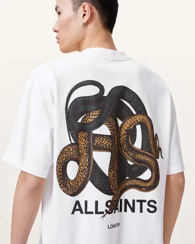 Allsaints Reticulate Oversized Graphic Snake Print T-shirt In Chalk White