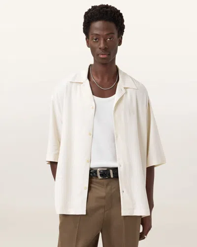 Allsaints Rialto Oversized Short Sleeve Shirt In White
