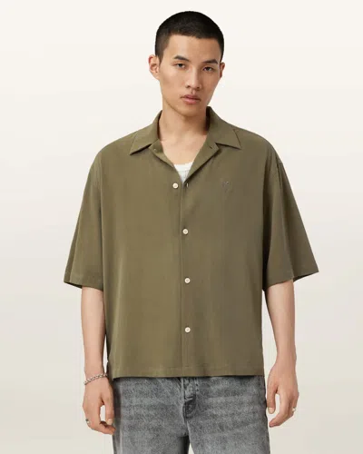 Allsaints Rialto Oversized Short Sleeve Shirt In Green