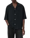 Allsaints Venice Relaxed Fit Short Sleeve Button-up Camp Shirt In Black