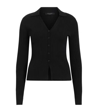 Allsaints Ribbed Cruz Cardigan In Black