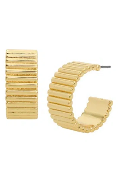 Allsaints Ribbed Hoop Earrings In Gold