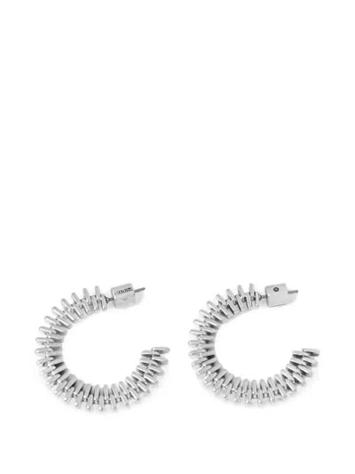 Allsaints Ribbed Hoop Earrings In Metallic