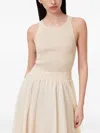 Allsaints Ribbed Knit Smocked-waist Dress In Neutral