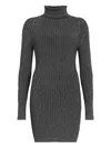 Allsaints Ribbed Turtleneck Mini Dress In Gray