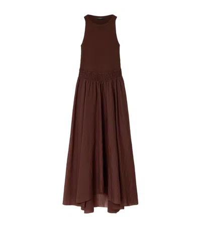 Allsaints Ribbed Zenia Midi Dress In Brown