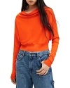 Allsaints Ridley Merino Wool Cowl Neck Sweater In Zesty Orange