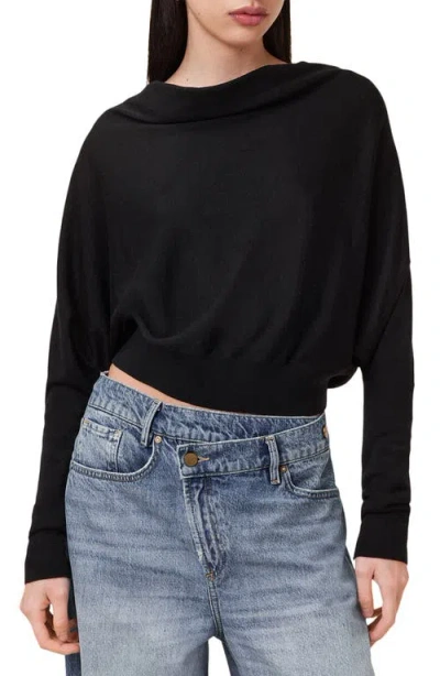 Allsaints Ridley Crop Sweater In Black