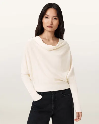Allsaints Main: 100% Merino Wool Ridley Cropped Wool Jumper In White