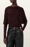 Allsaints Ridley Dolman Sleeve Crop Sweater In Burgundy