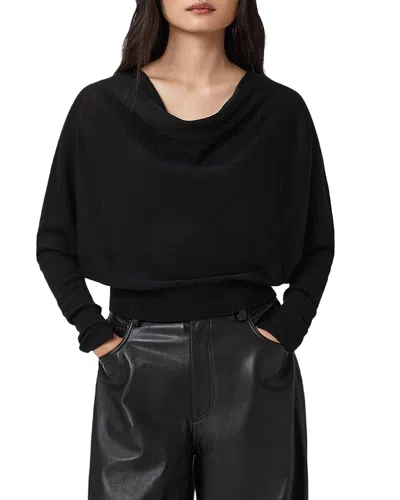 Allsaints Ridley Merino Wool Cowl Neck Sweater In Black