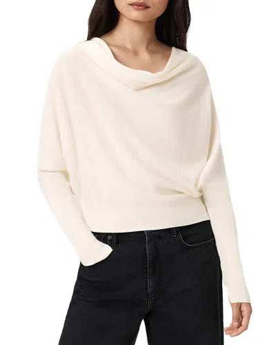 Allsaints Ridley Merino Wool Cowl Neck Sweater In White
