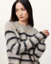 Allsaints Riga Striped Jumper In Fawn Brown Ml/blk