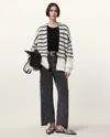Allsaints Riga Stripe Cardigan In Chalk White/black