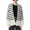 Allsaints Riga Stripe Cardigan In Chalk White/black
