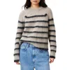 Allsaints Riga Striped Jumper In Fawn Brown/black