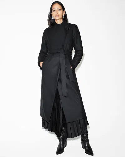 Allsaints Riley Wrap Around Belted Long Line Coat In Black