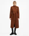 Allsaints Riley Wrap Around Belted Long Line Coat In Sugar Brown
