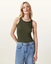 Allsaints Rina Crew Neck Sleeveless Tank Top In Grape Leaf Green