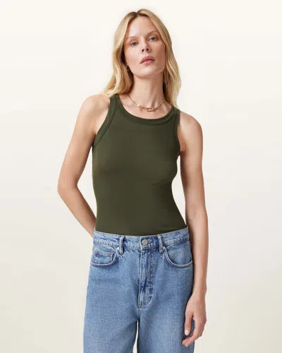 Allsaints Rina Crew Neck Sleeveless Tank Top In Grape Leaf Green