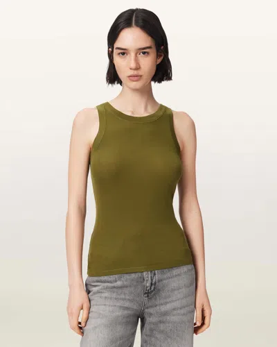 Allsaints Rina Crew Neck Sleeveless Tank Top In Green